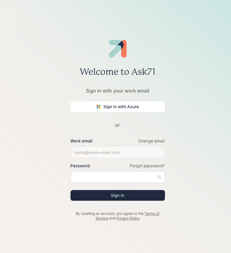The Ask login page with the Microsoft SSO button