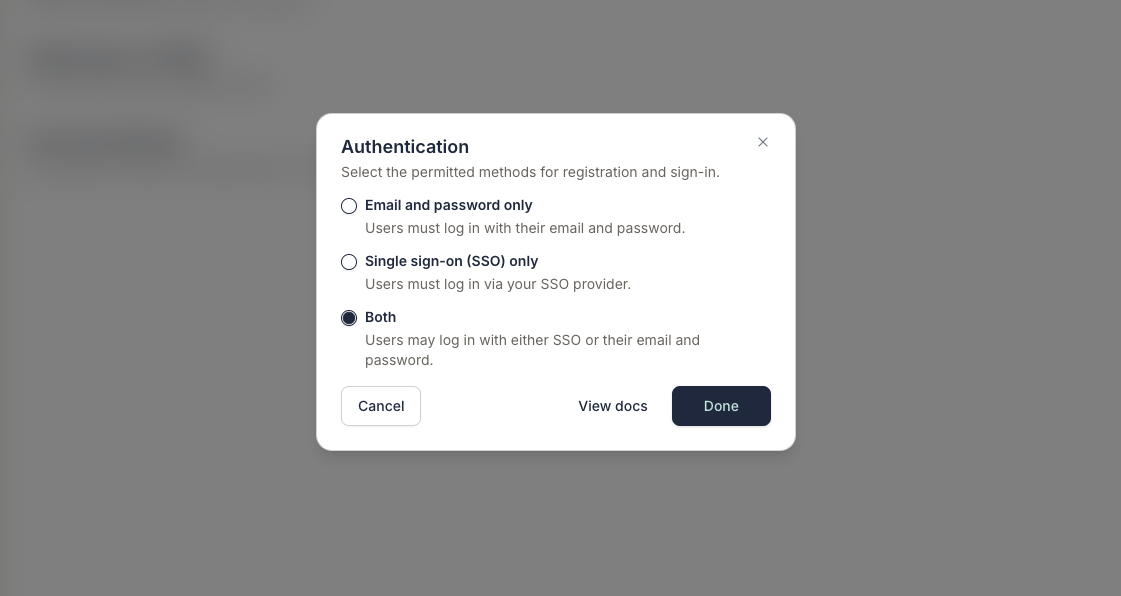 Enable SSO authentication