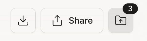 Chat toolbar with the attachments button showing a badge of three