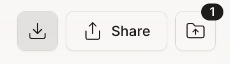 Chat toolbar with the download button highlighted, beside Share and attachments